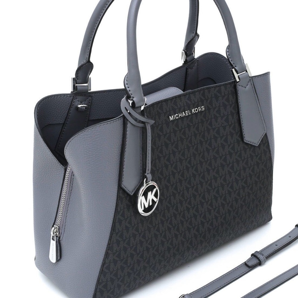 Michael Kors Black and Heather Gray Large Satchel/Cross Body